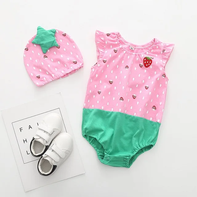 2022 New Style Rompers Baby Girl  Clothes  Cute Fruit Baby Summer Romper Girls Soft Baby Clothes Cotton
