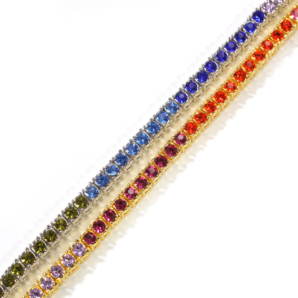  2021 Selling western style hip hop Trendy exaggerated personality jewelry 4mm alloy Fancy Diamond Row Hiphop men