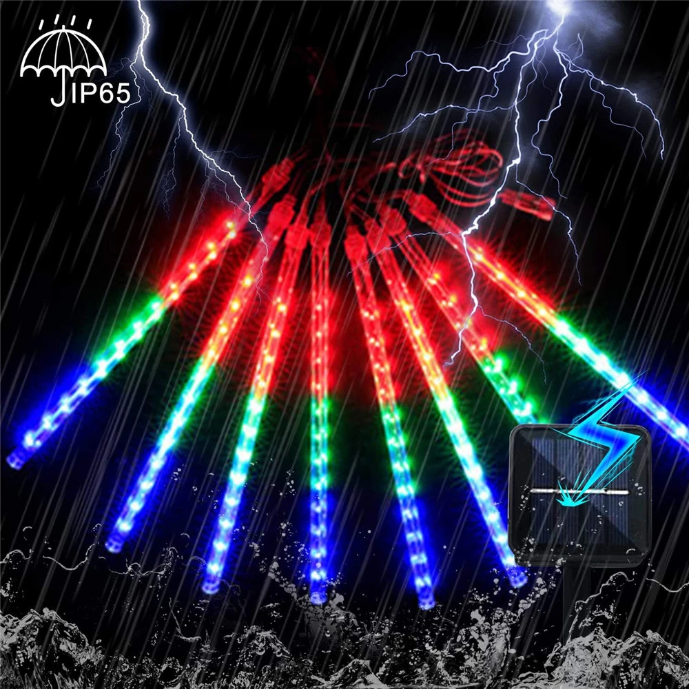 Waterproof Solar LED Meteor Shower Rain Lights Outdoor Christmas Meteor LED Tree Lights Solar For Holiday Party Decor