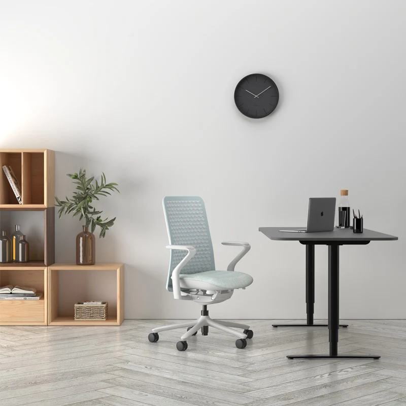 Modern Design Mid Back 3D Fabric Staff Swivel Chair With Lumbar Support