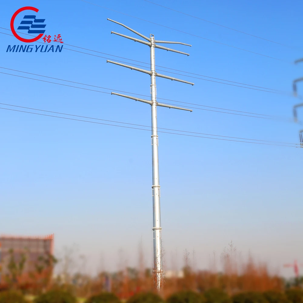 60ft galvanized steel tubular utility power pole galvanized metal steel pole