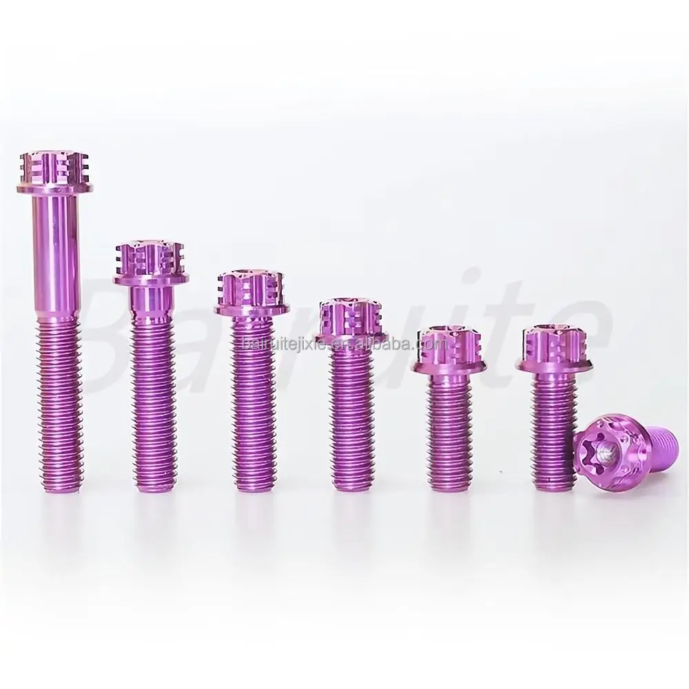 Din 6921 Hex Flange Head Alloy Bolts M6 Titanium Bolts Motorcycle Plain Titanium Screws Gr5 Bike Titanium Alloy Bolts