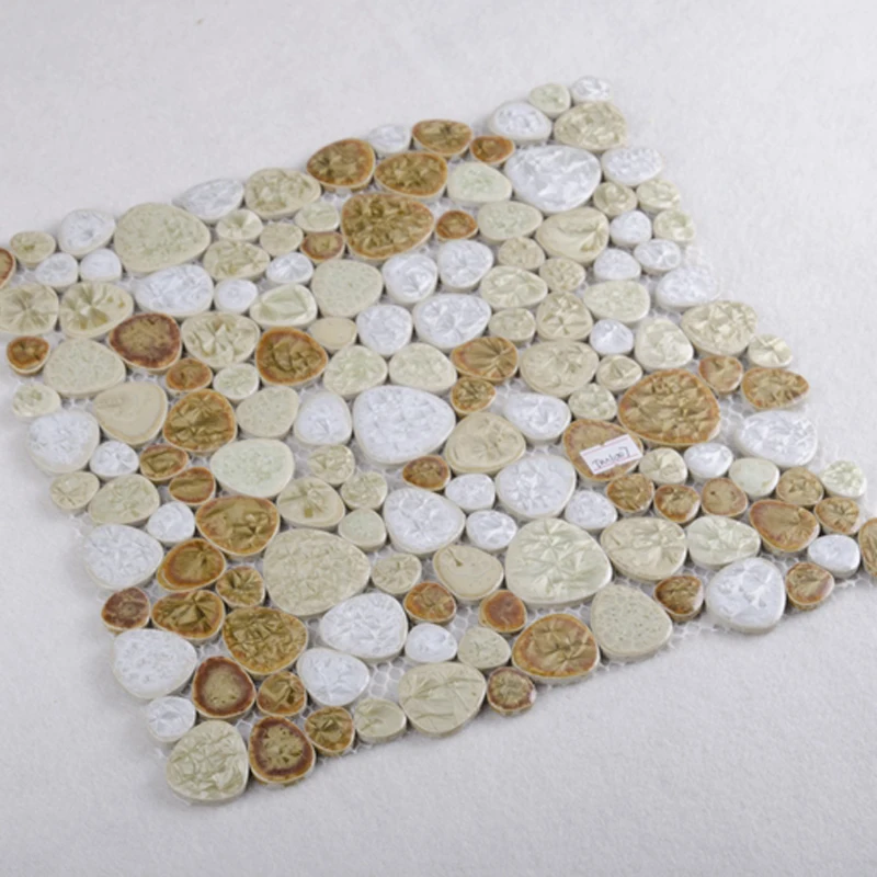 China pebbles shape bathroom ceramic floor mosaic tiles for crafts