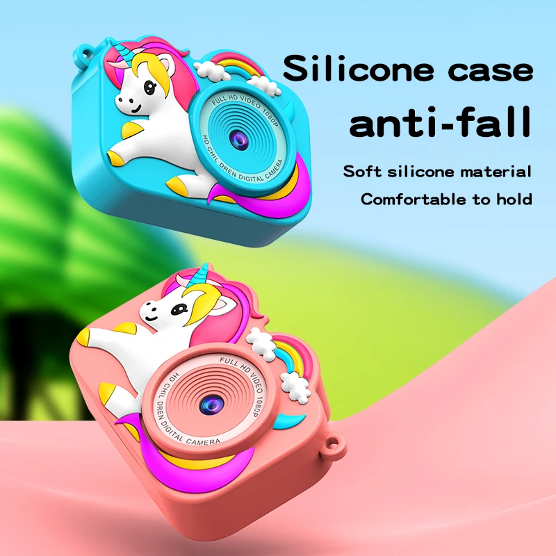 Boys girls kids camera toys Children Digital Video Camcorder Camera with Cartoon Silicone Cover Kids Selfie Camera