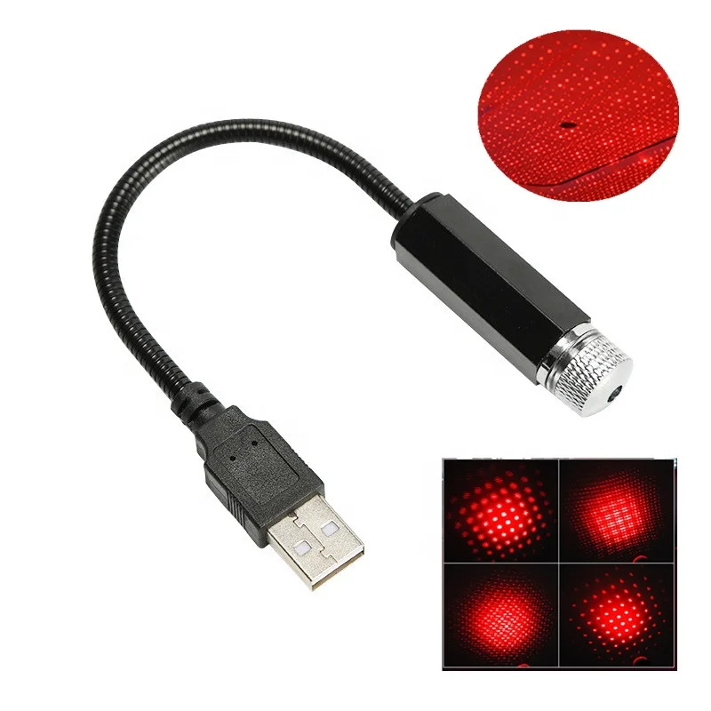 Lonvel Mini USB Red Star Car Universal Adjustable Decorative Romantic USB LED Car Roof Star Night Light Projector Atmosphere Lam