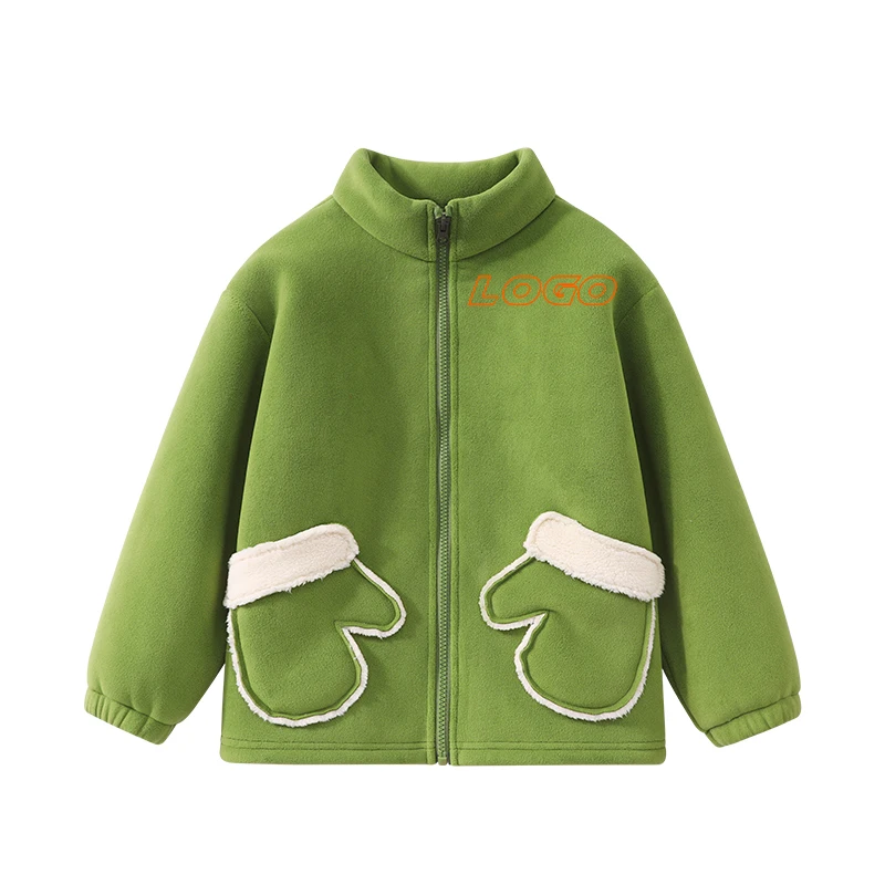 Spring Winter Boys Fleece Jacket Outdoor Warm Toddler Kids Unisex Stand Collar Polar Fleece Full-Zip Cute Jackets