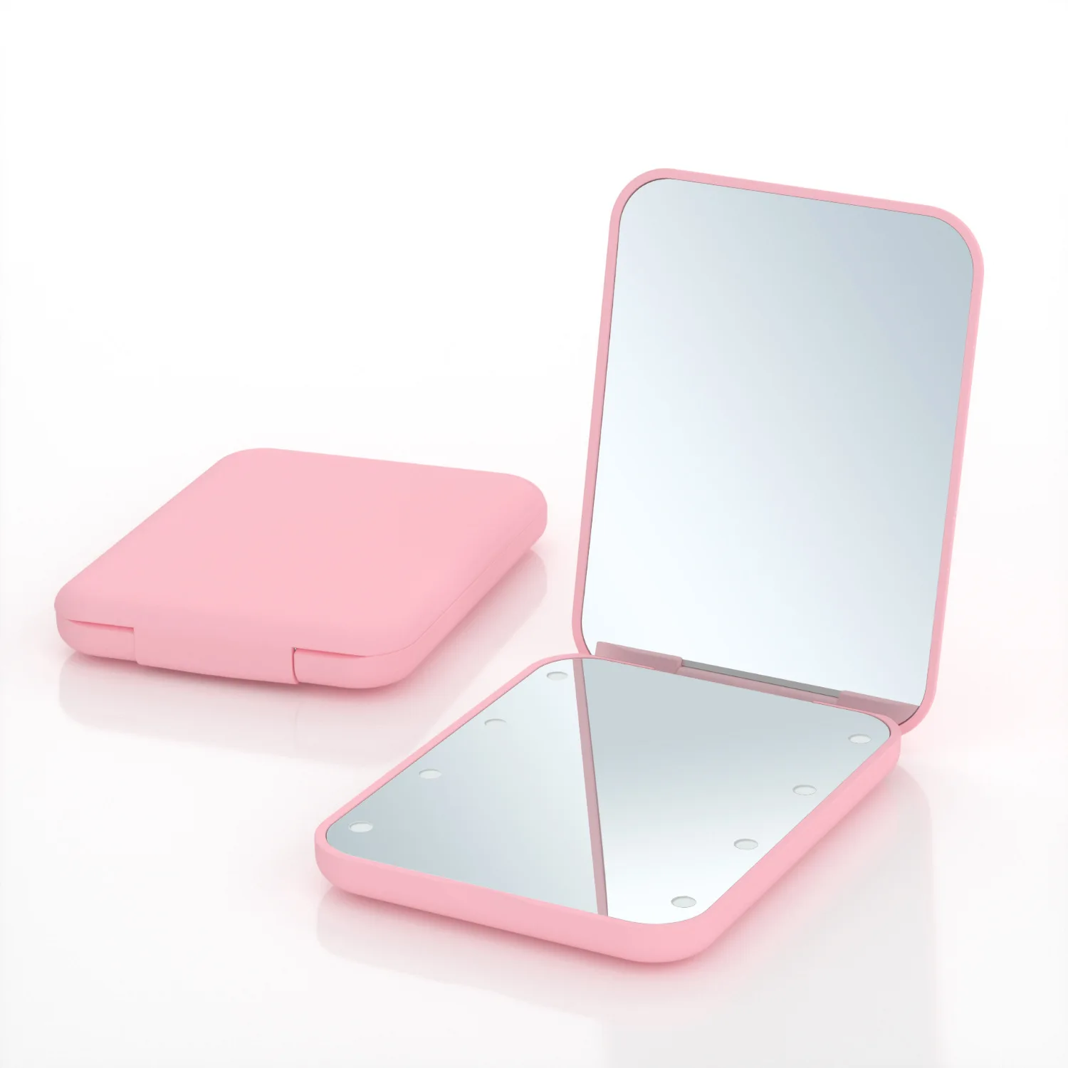 Wholesale custom portable travel foldable makeup mirror LED Mini pocket makeup mirror Compact double-sided foldable mirror