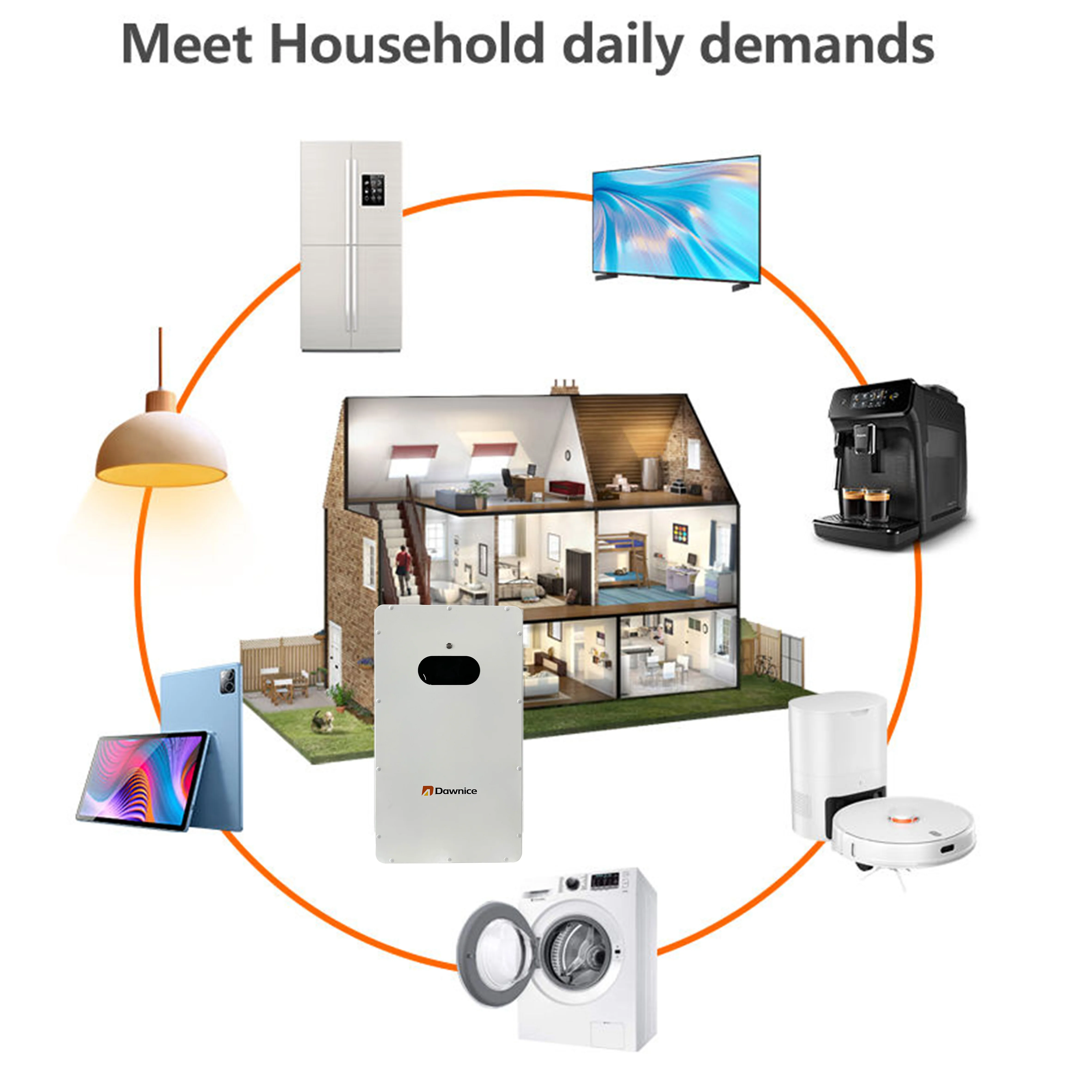Dawnice EU Stock 5kwh 10kwh 15kwh 48v 51 2 v 100Ah 200Ah 314Ah LiFePo4 Power Bluetooth IP54 домашний настенный аккумулятор
