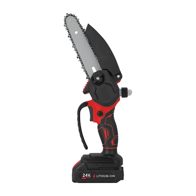 Industrial Grade 6-Inch Mini Electric Chain Saw Ocean Style Brushed with 21V Rated Battery Power 185mm Blade Diameter