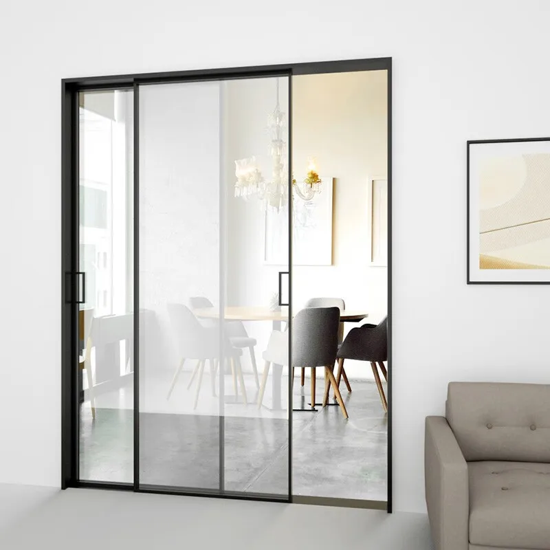 Patio exterior aluminium sliding accordion folding metal frame glassdouble wrought iron outdoor  door Aluminum Exterior Door