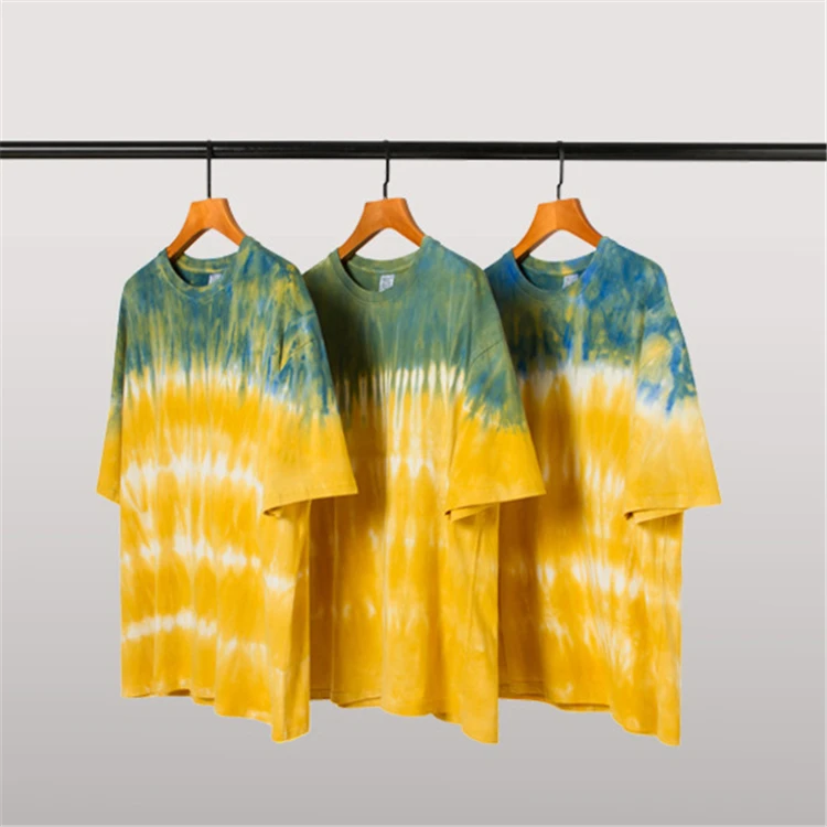 Unisex Customized Summer Tie-Dye Printed T-Shirt High Quality 180 Grams Cotton Knit Casual O-Neck Large Size Short Sleeves Men