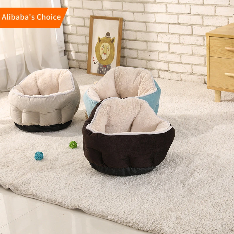 waterproof pet luxury design white plush pet domed beds couch with cover blanket