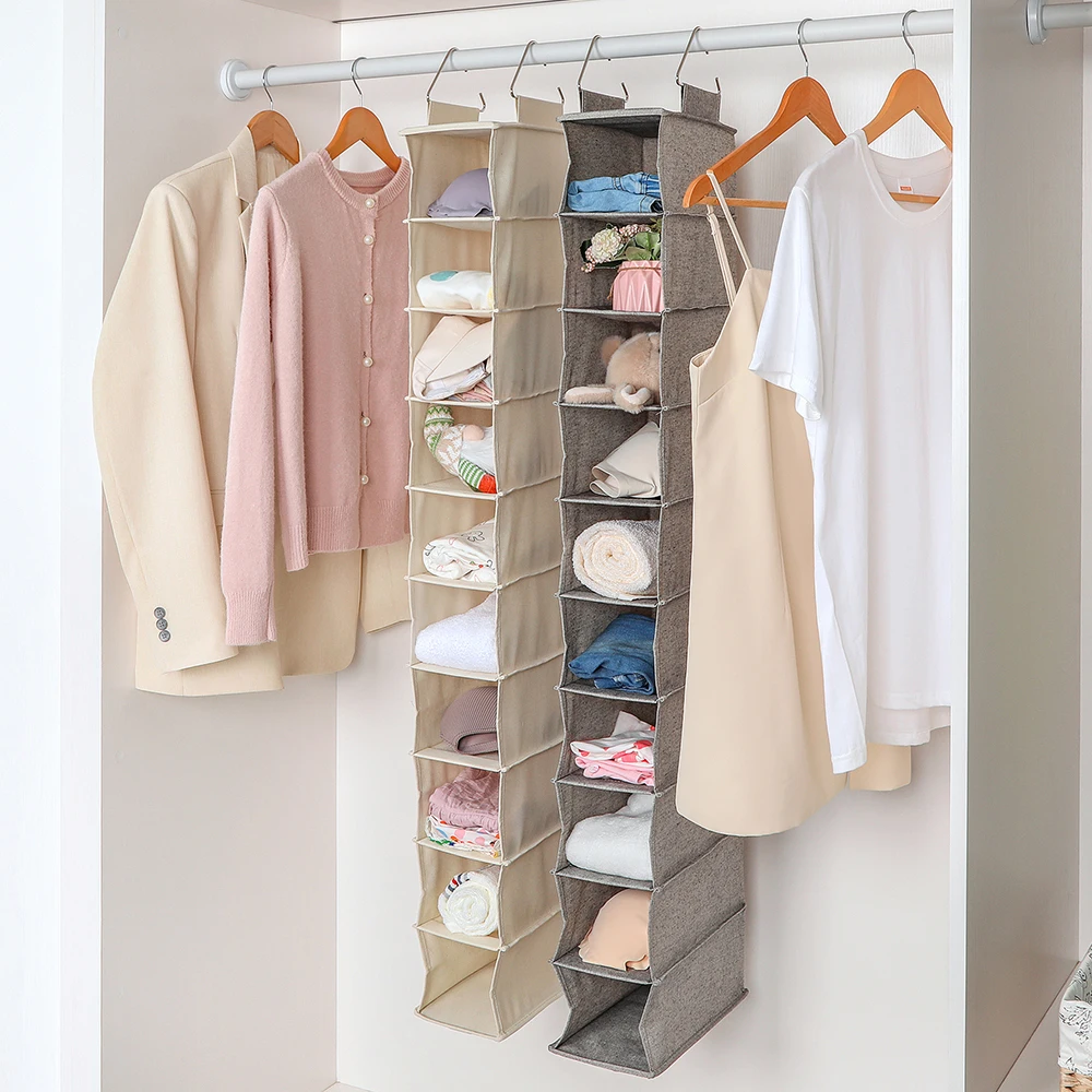 LINDON Closet Storage Organization Collapsible Fabric Organizer Hanging Shelves Folding Closet Organizer for Shoes Bags Hats