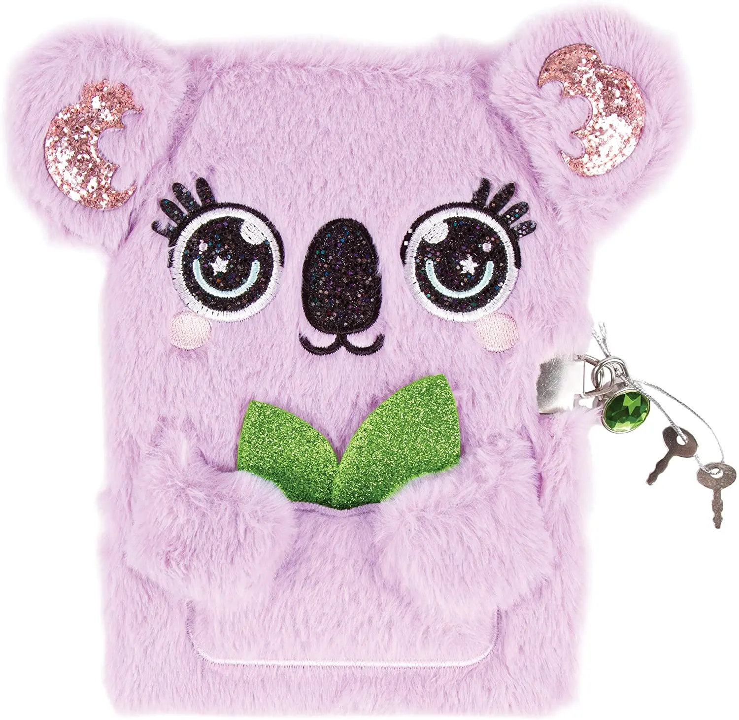 Wholesale  Koala Plush Locking Journal Fluffy Secret Diary with Gem Lock and 2 Keys