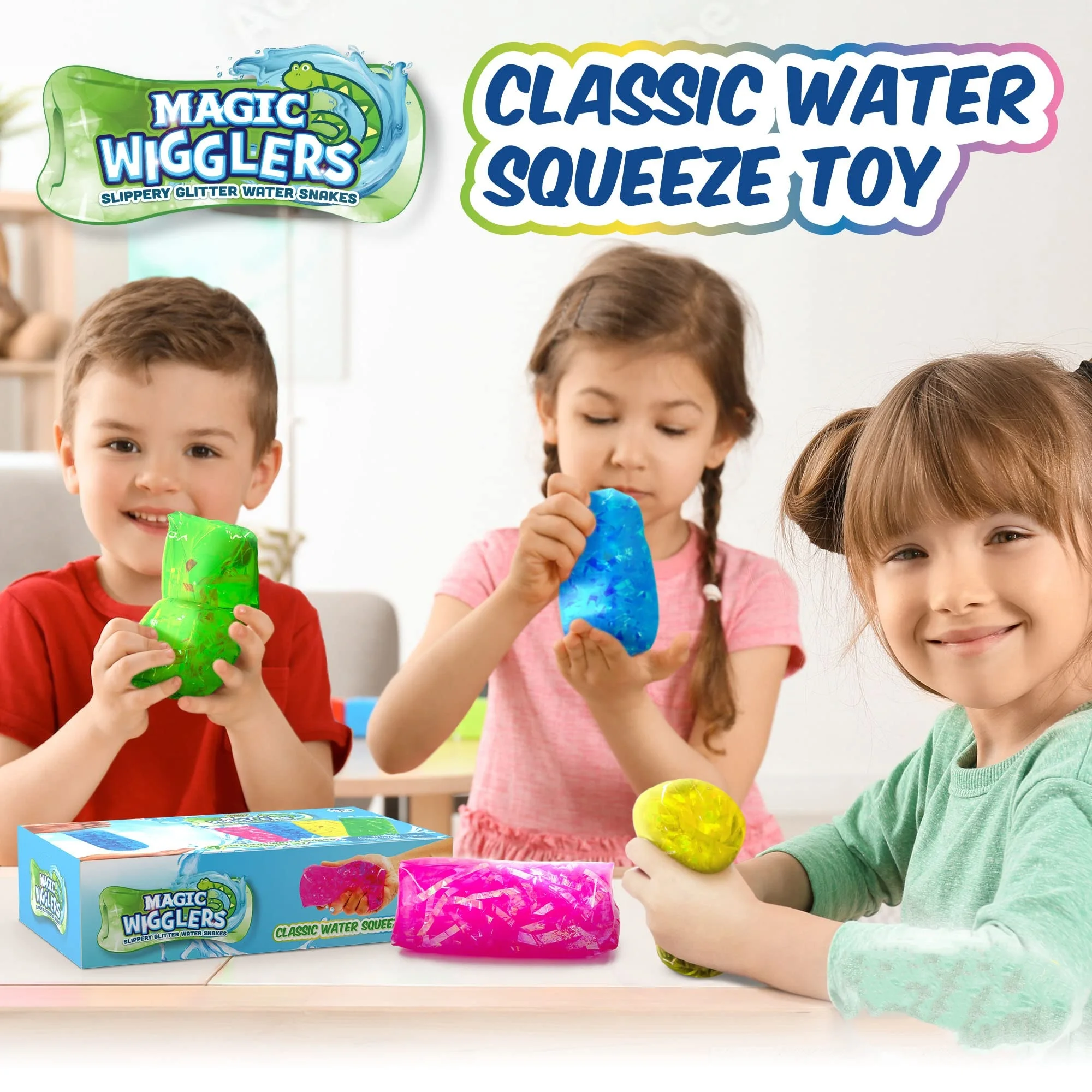 Educational Autism Kid Liquid Filled Sensory Slippery Tricky Wiggler Tube Liquid Filled Squishy Water Snake Fidget Toy