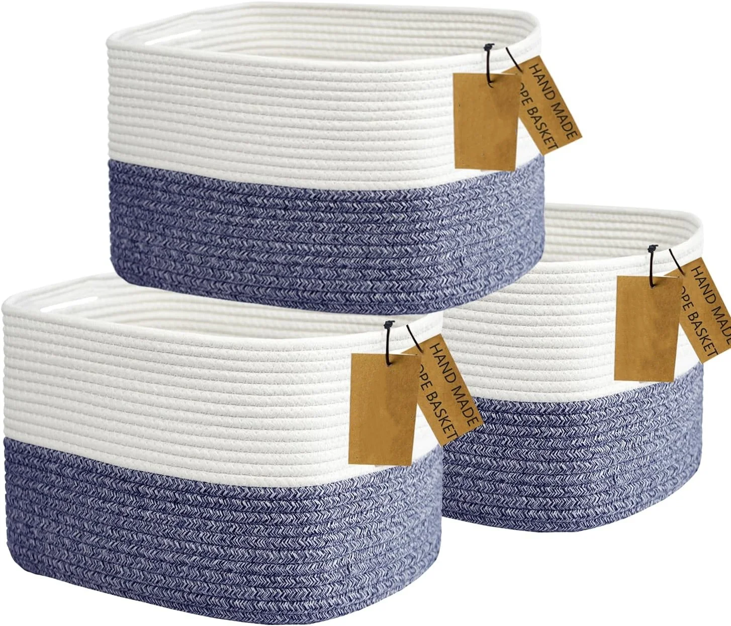 Newest designed handmade square laundry hampers Baby toys Gift organizer with handles cotton rope woven storage basket