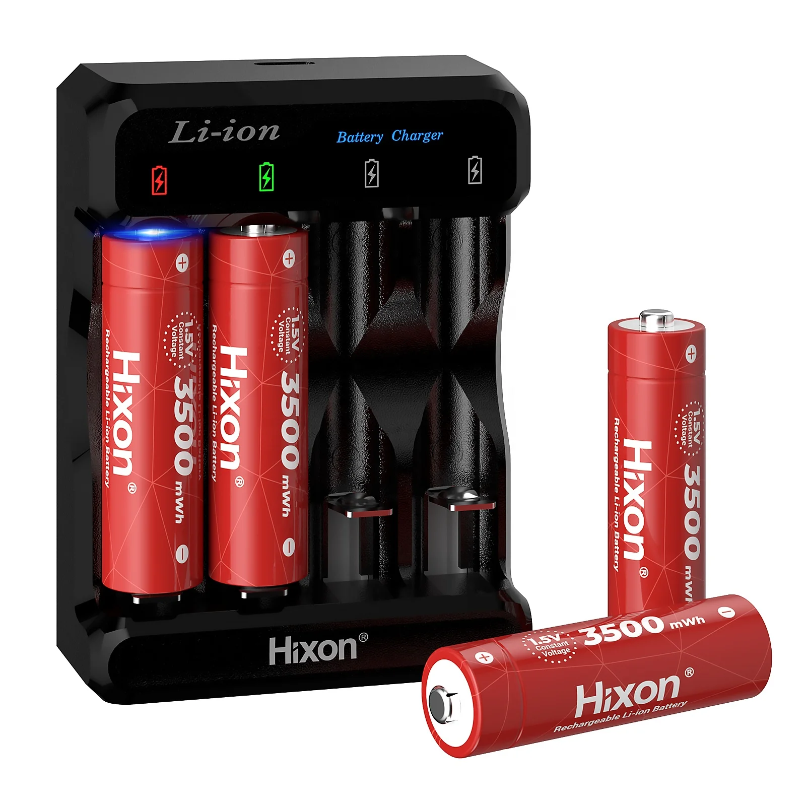 Quick-charging 1.5V AA lithium-ion batteries 3500mWh long cycle life 4PCS batteries and charger kit