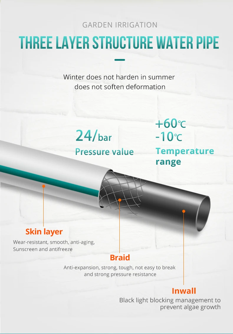 Wall Mounted Garden Hose Reel with 10- Function Sprayer Nozzle Any Length Lock and Slow Return for watering Garden