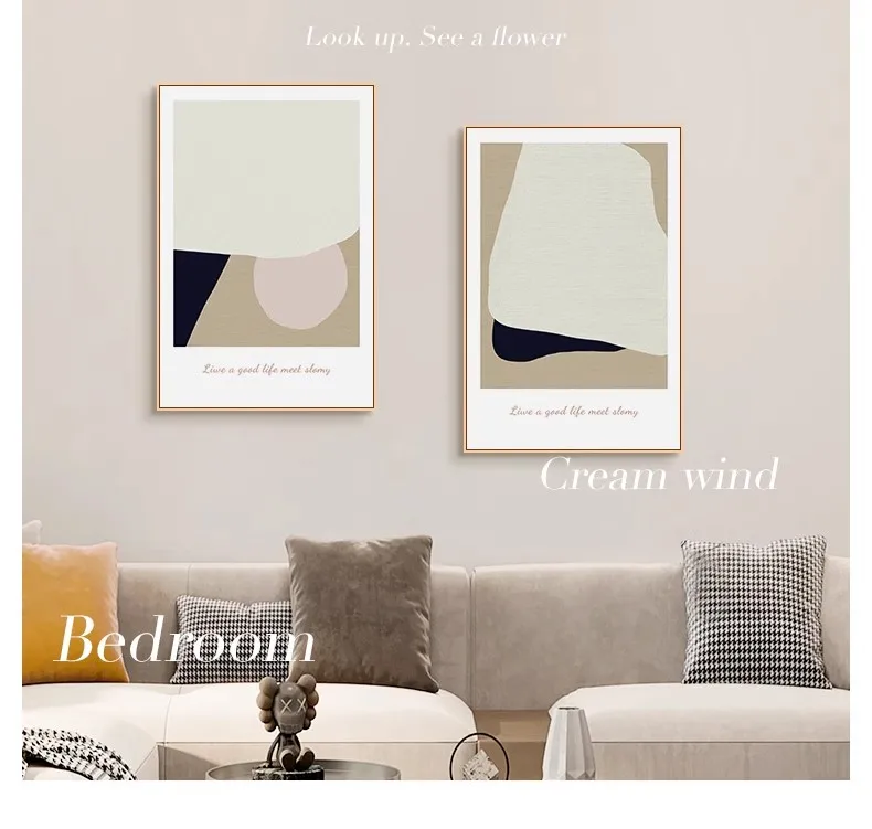 Home Decor Geometric Morandi Poster Abstract Framed Wall Art Big Canvas Painting