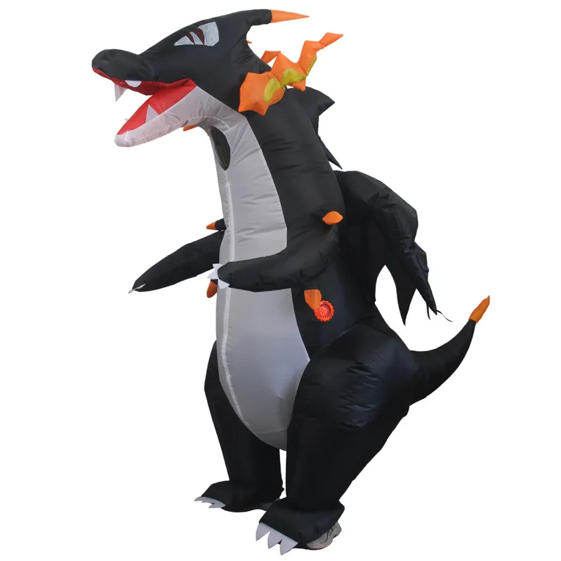 Kinqee Halloween Fantasy Inflatable Dragon Costume Halloween Mascot Costume Stage Performance Fancy Dress T-rex Dinosaur Costume