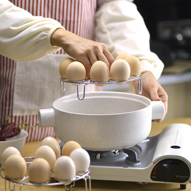 Double Layer Stainless Steel Egg Steamer Rack Two Tiers Metal Egg Holders