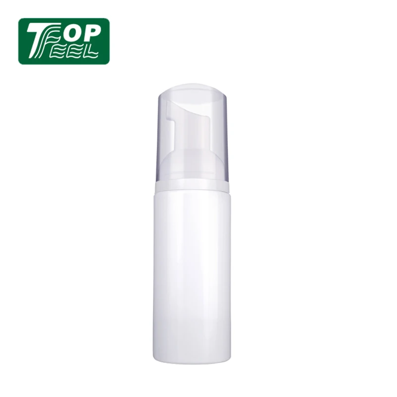 60ml 80ml 100ml Round solid white pet plastic foaming pump packaging bottle with foam pump