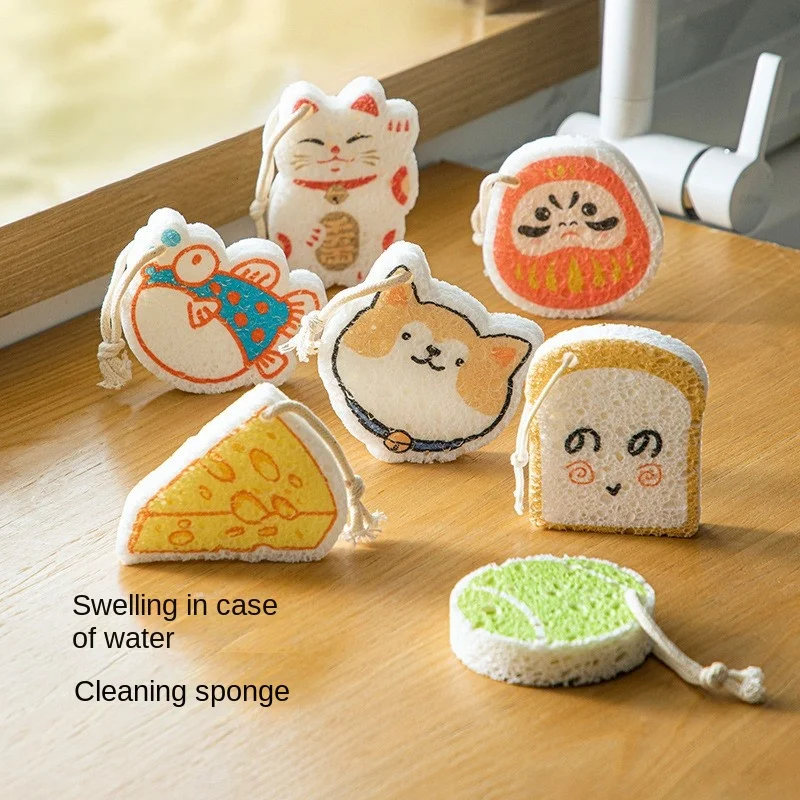 TIGARL Wholesale High Density Dish Washing Nano Wood Pulp Lovely Clean Sponge Magic Natural Cellulose Clean Scrub Sponge New