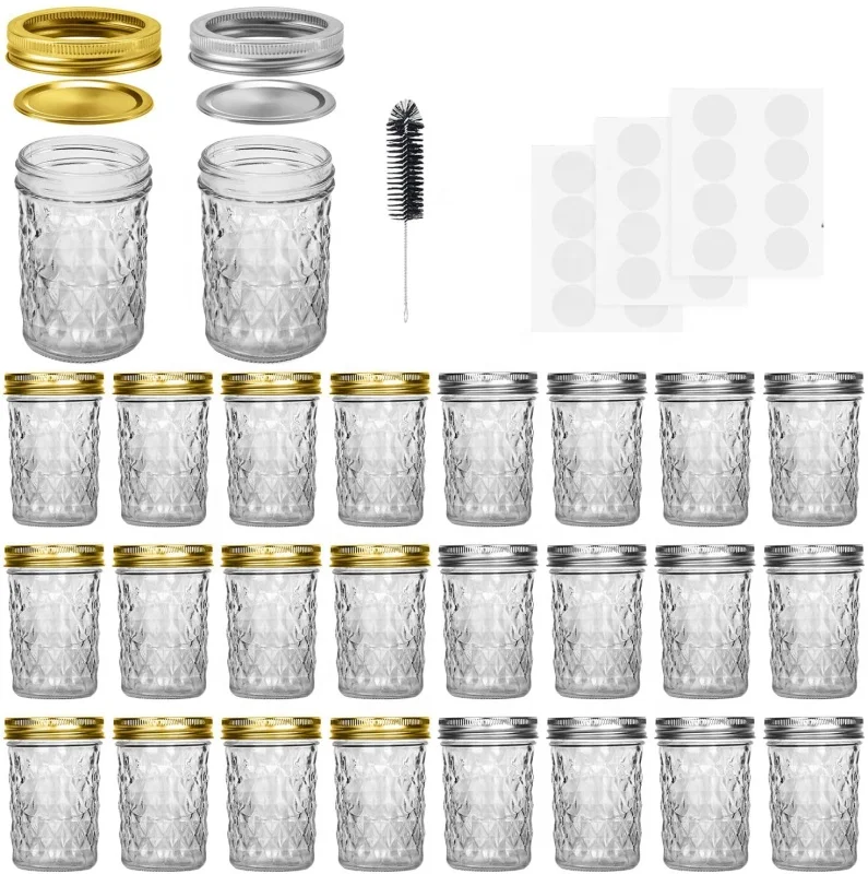 
Popular4oz 6oz 8oz Mason Canning Jelly Jars With Regular Lids Ideal for Jam Honey Food Spice Storage 