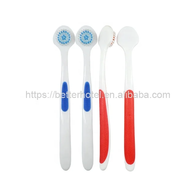 dental oral care round head tongue cleaner toothbrush