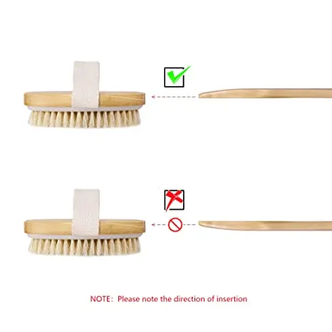 Luma Long Dry Back Scrubber Natural Bristle Dry Skin Exfoliating Soap Brushing Body Bath Brush Set