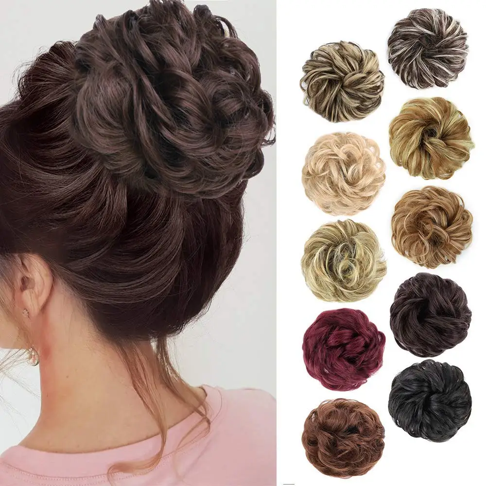 Hair Scrunchies Extension Updo Hairpiece Bun Curly Wavy Synthetic Chignon for Women