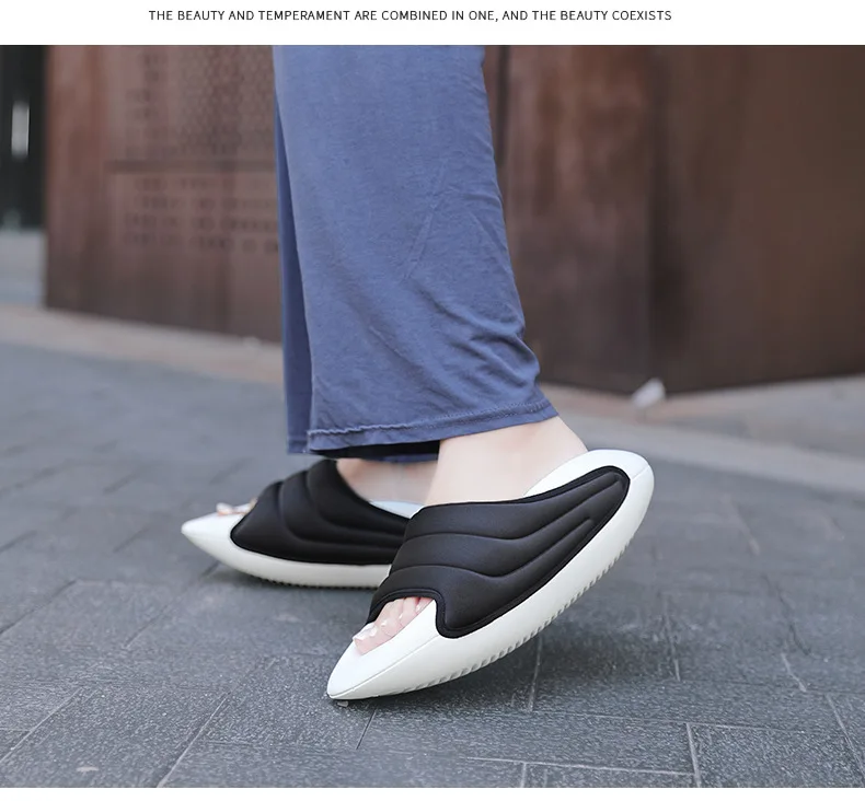 Custom Logo Unisex Outdoor White Black Slip On Summer Beach Slippers Men Space Ship Upper Massage EVA Platform Slides