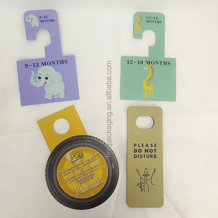 Custom Logo Double Side Printing Die Cut Tag Paperboard Real Estate Advertisement Hotel Door Hanger