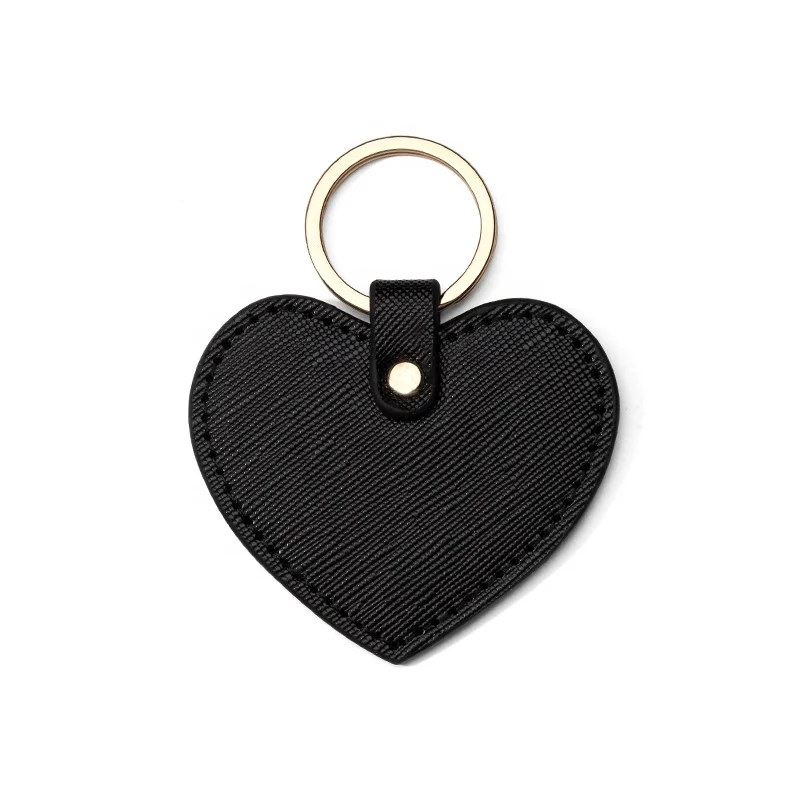 Personalized saffiano leather cute heart keychain