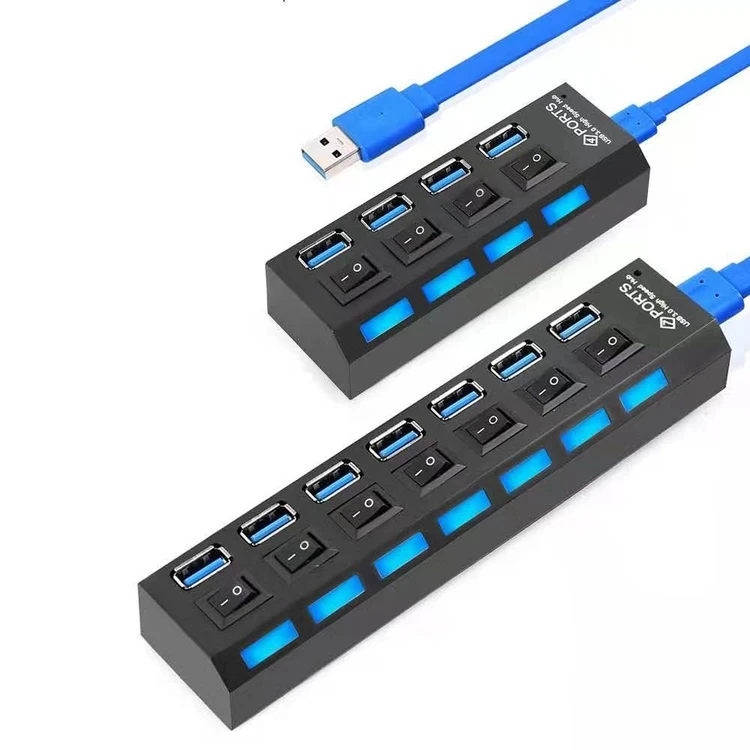 High Quality Individual power switches High Speed 4 Port USB 3.0 Hub Splitter