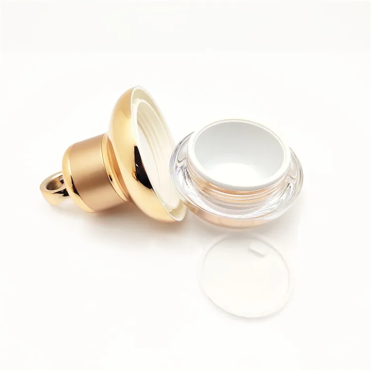 15g 30g 50g Luxury Empty Cosmetic Vibrating Massager Plastic Acrylic PMMA Eye Cream Skin Care Jar with Gold Lid