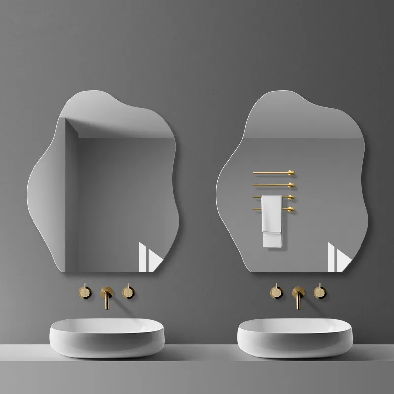 customized size frameless asymmetric shape dimension wall ultra clear glass mirror
