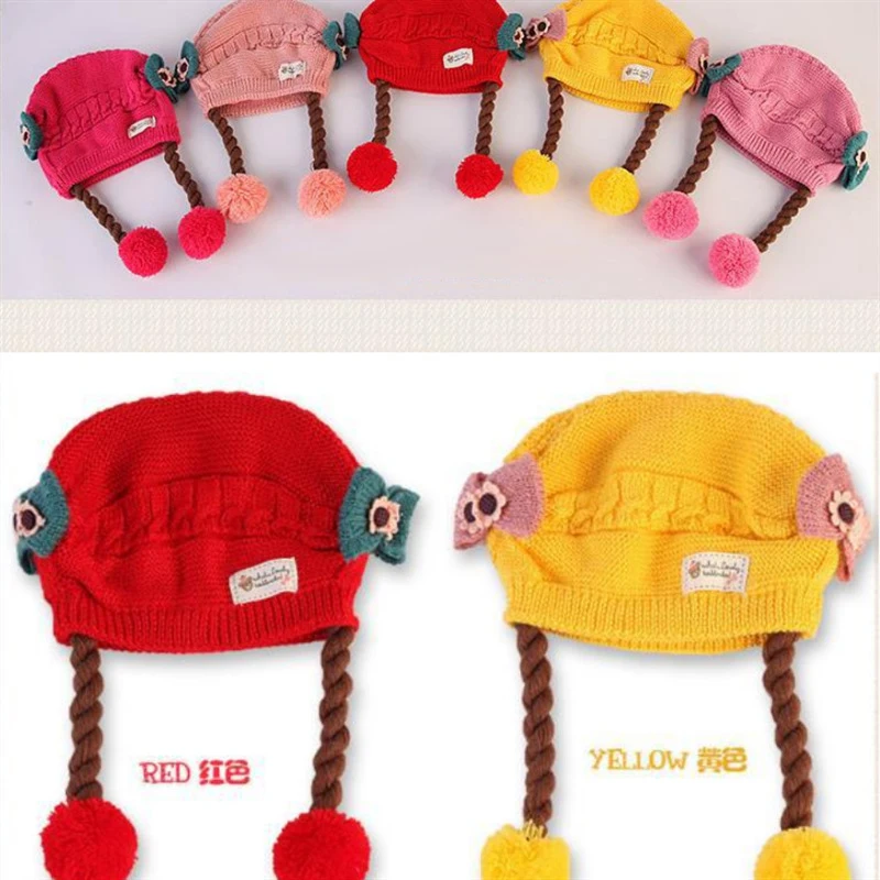 baby girl hat autumn winter 6-24 months baby cute wig woolen hat girl warm hat