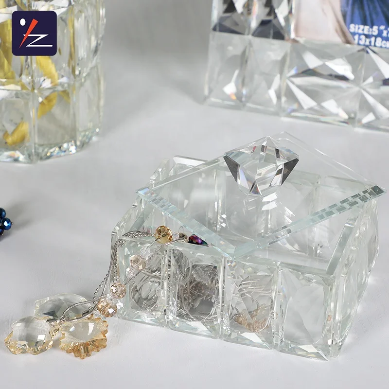 Crystal trinket box glass jewelry box for wedding gift