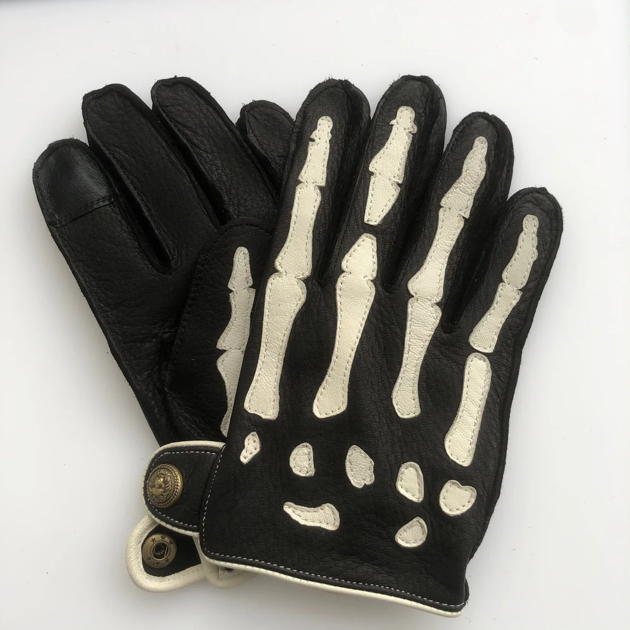 Оригинальные байкерские кожаные перчатки для сенсорного экрана из оленьей кожи на