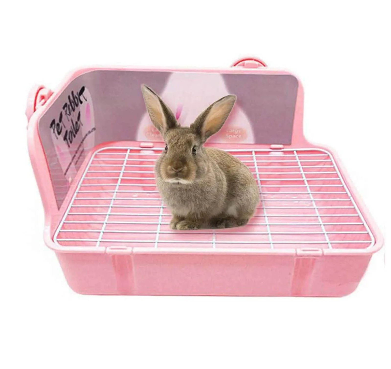 Bunny Litter Box with Grate Rabbit Corner Litter Pan  for Guinea Pig Ferrets Chinchilla