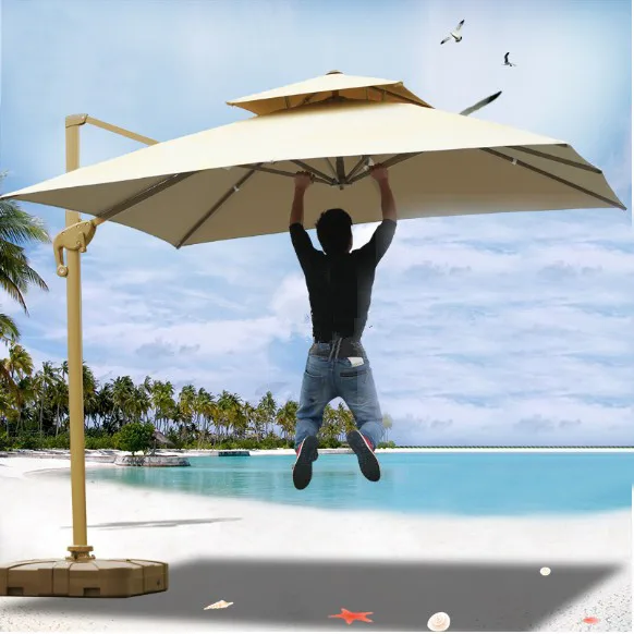 Heavy Duty Aluminum Waterproof Patio Hanging Parasol Best Square Outdoor Cantilever Umbrella