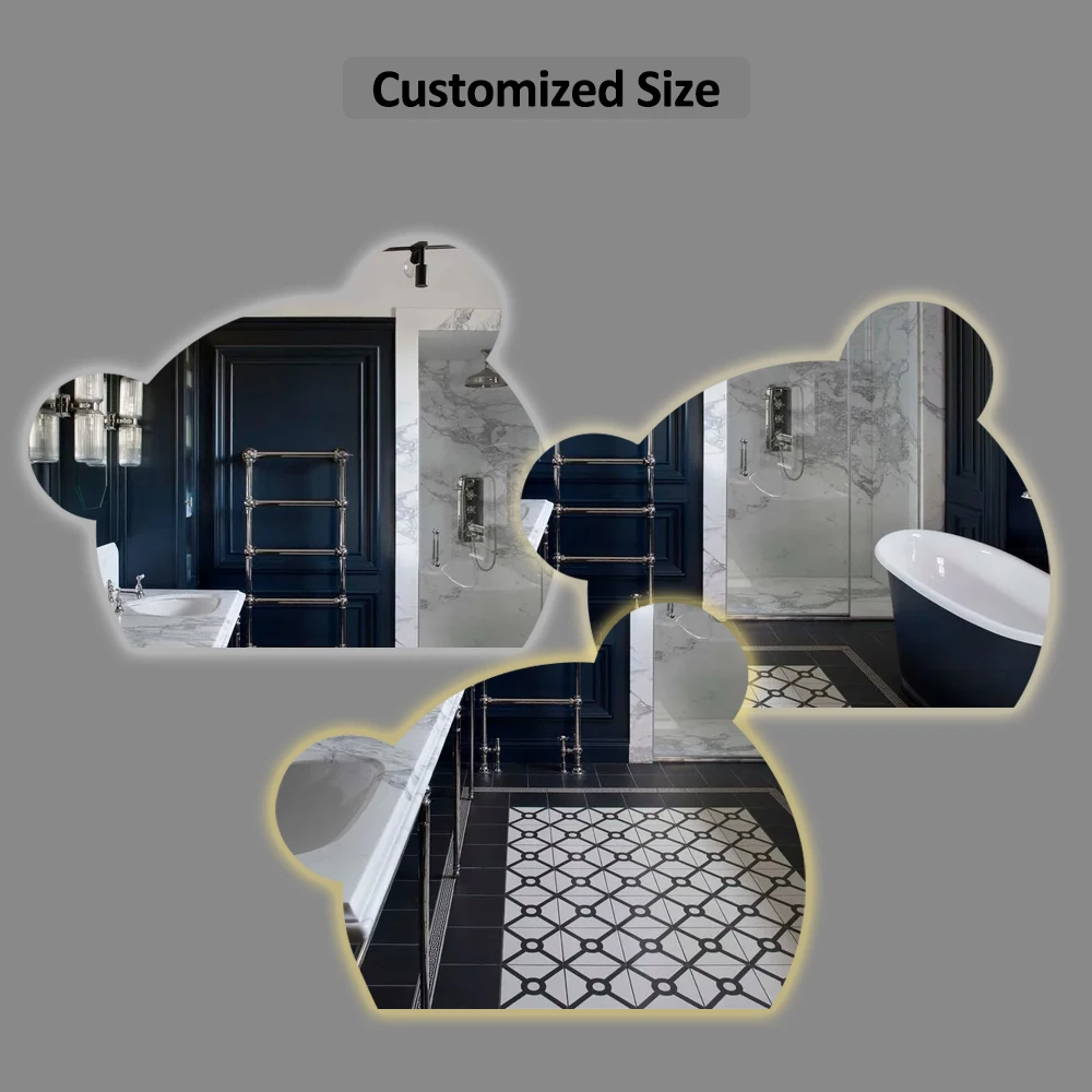 Wholesale Cat Shape LED Mirror Bathroom Makeup Wall Mounted Mirror with Lighting Smart Waterproof Bathroom Mirror