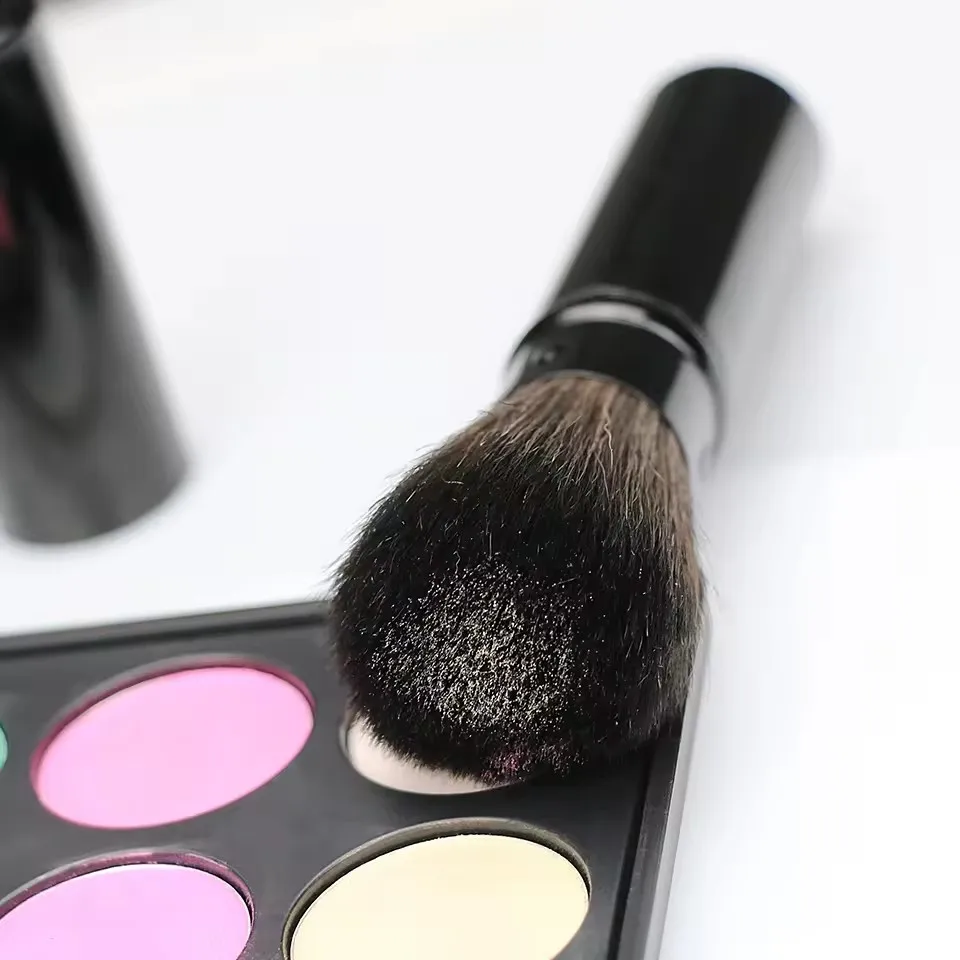 BEILI Single Black Retractable Makeup Brush Kabuki Soft Goat Hair Blush Setting Powder Foundation Brush