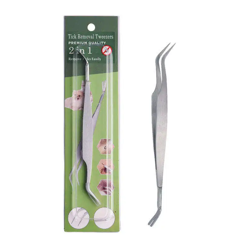 Factory Supplies Stainless Steel 2 in 1 Tick Remover Tool Tick Remover With Storage Case Suitable