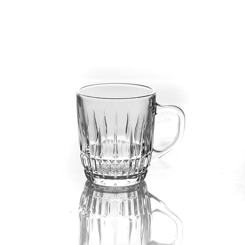 Large Plain Handle Drinking Glass Mug for Coffee & Tea