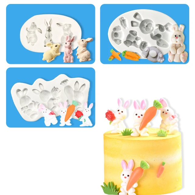 Easter Bunny Eggs DIY Chocolate Cake Baking Tool Custom Logo Moulds Sleeping Baby Silicone Molds 3d Flower Silicone Mold
