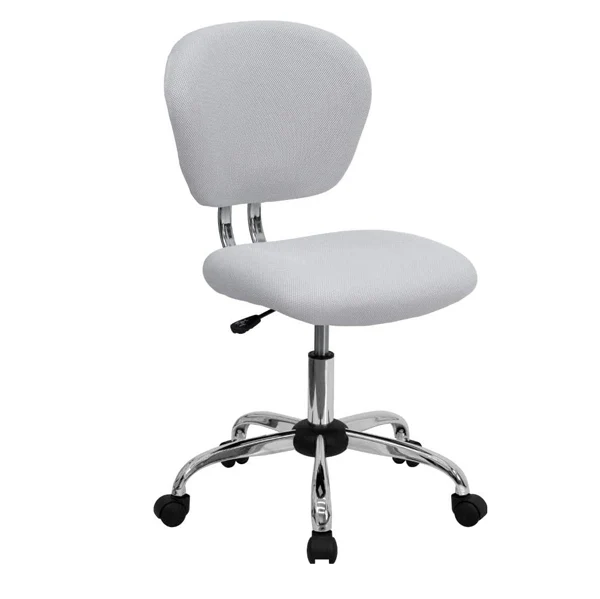 
Mid-Back White Mesh Padded Swivel Task Office Chair with Chrome Base 