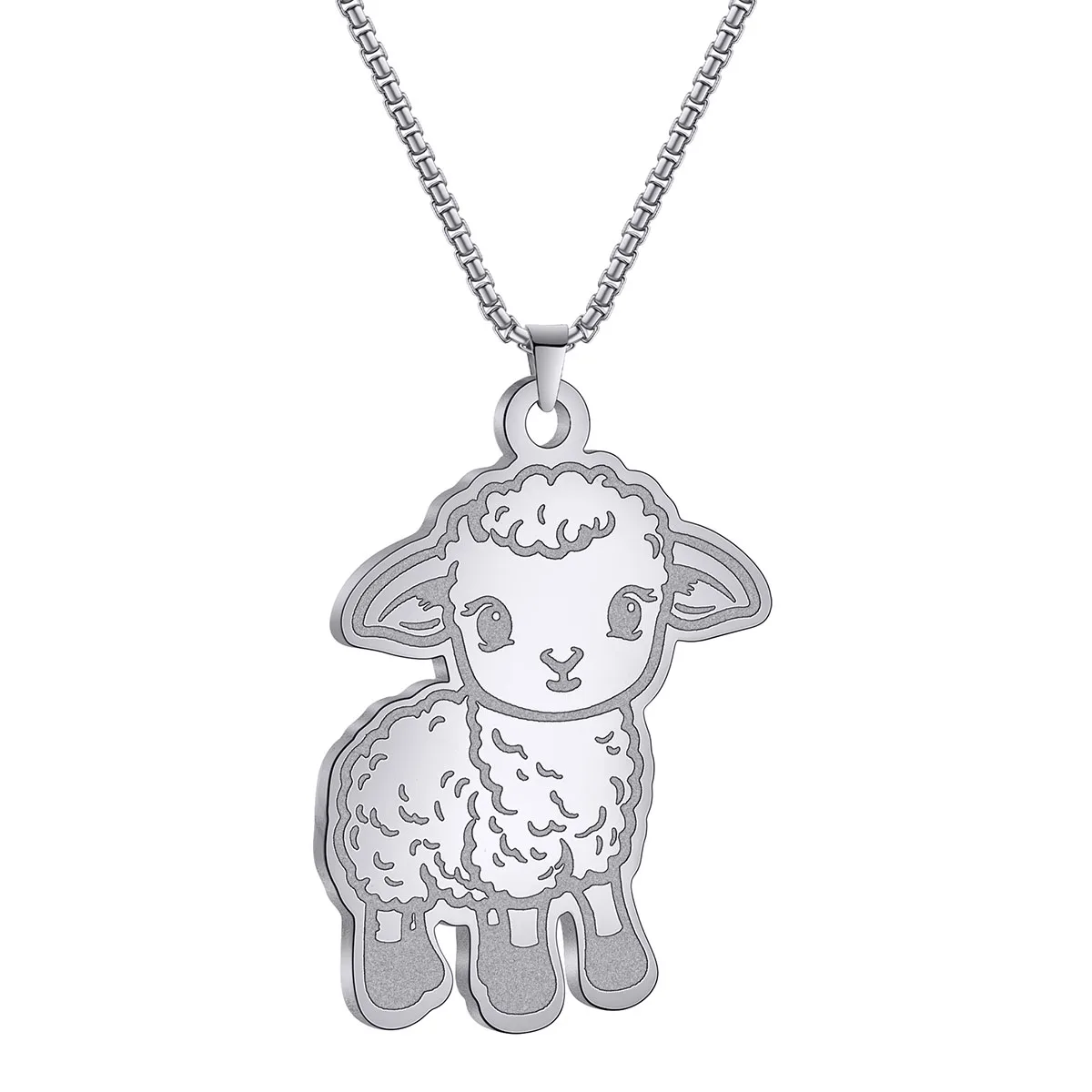 baby Lamb Animal Sheep Pendant Necklace For Women Stainless Steel cartoon Jewelry Necklace Party Gift