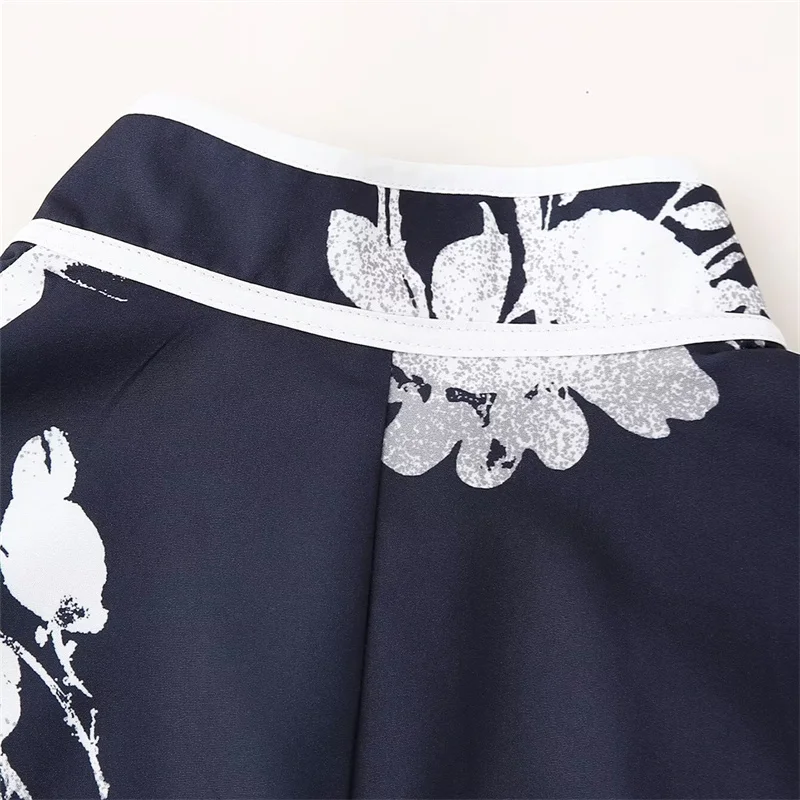 TAOP&ZA European and American fast fashion buckle printed long skirt Chinese slim fit cheongsam dress 2024 summer new style